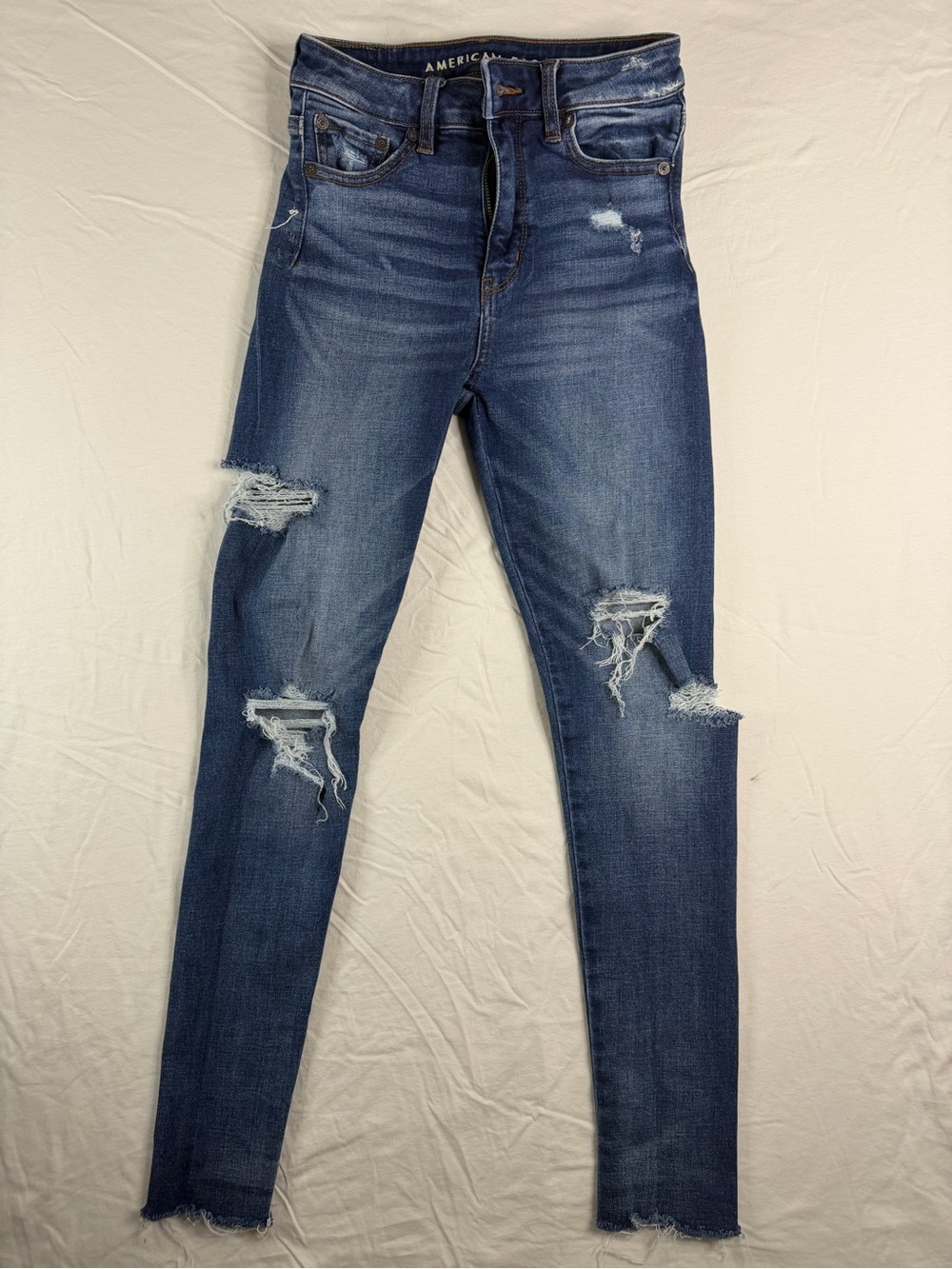 American Eagle Outfitters Blue Distressed Skinny Jeans